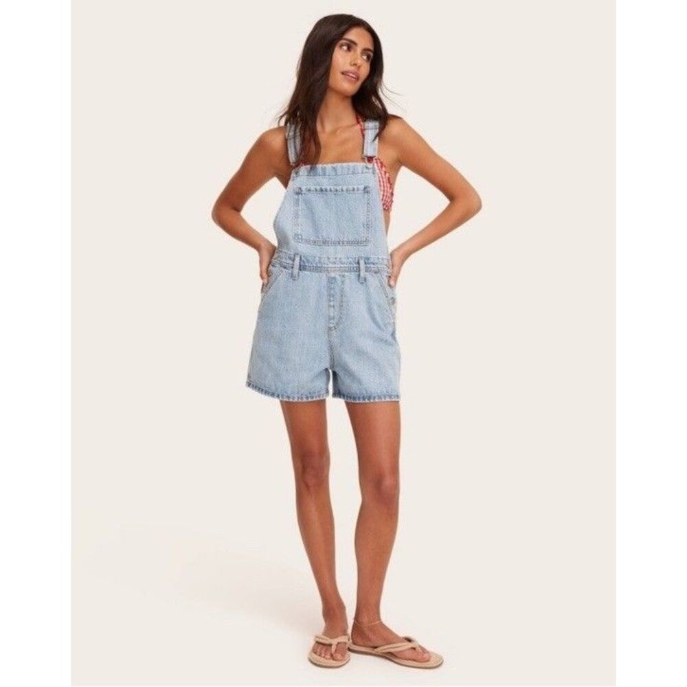 NWT Parke X Target Women's Denim Jean Shortalls Light Wash Size L